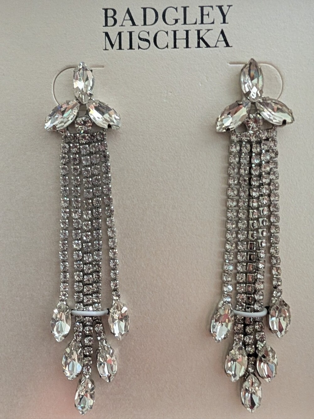 New Badgley Mischka Crystal Chandelier Rhinestone Dangle Earrings Drop Cascading